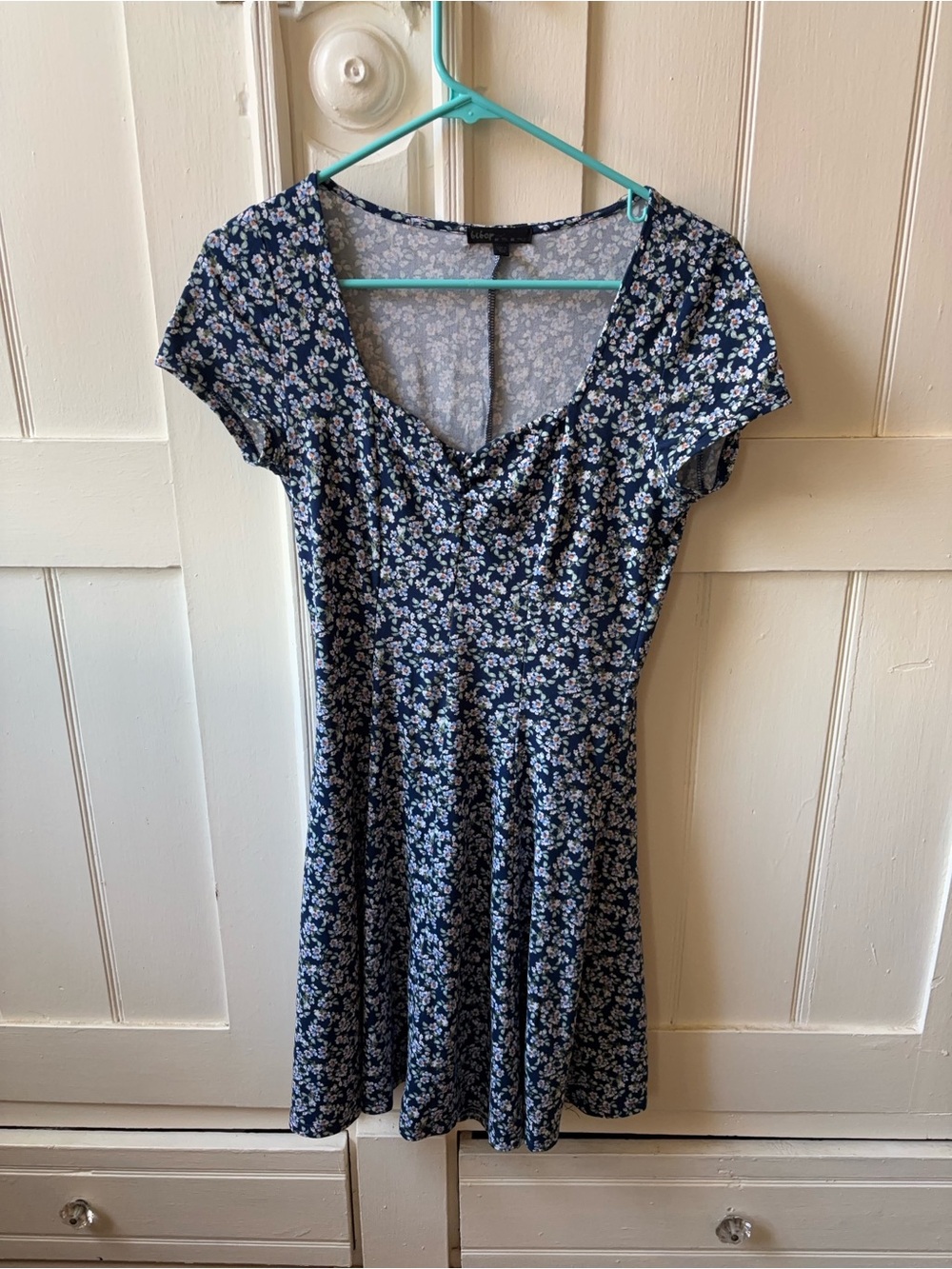 BeBop Navy Floral Scoop Neck Mini Dress
